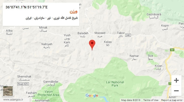 روستای ورزن بر روی نقشه