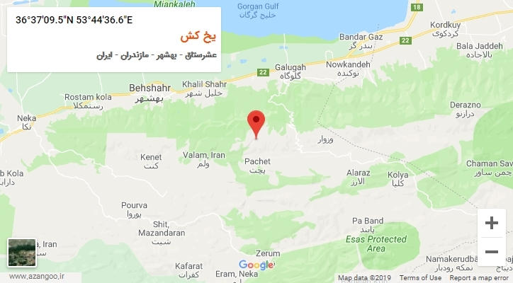 روستای یخ کش بر روی نقشه