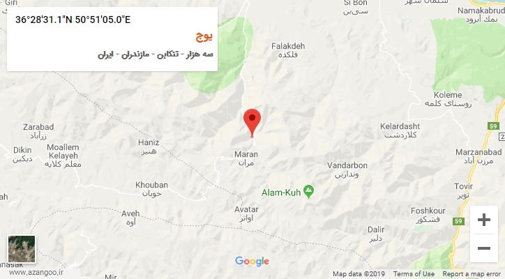 روستای یوج بر روی نقشه