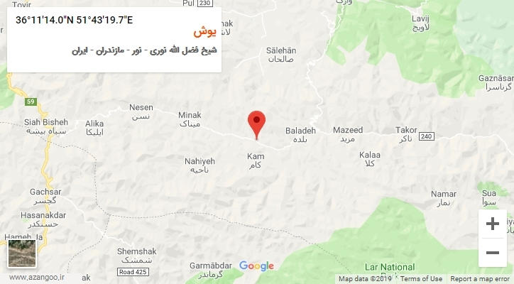 روستای یوش بر روی نقشه