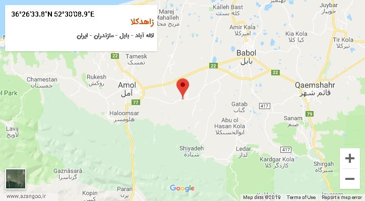روستای زاهدکلا بر روی نقشه