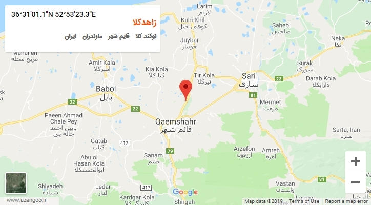 روستای زاهدکلا بر روی نقشه