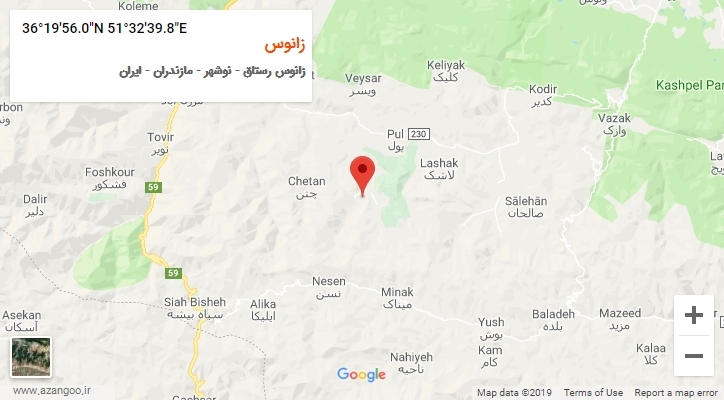 روستای زانوس بر روی نقشه