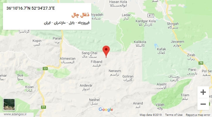 روستای ذغال چال بر روی نقشه