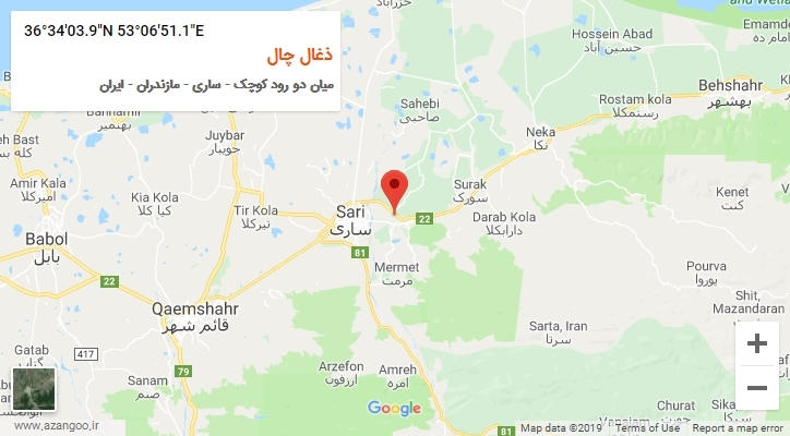 روستای ذغال چال بر روی نقشه