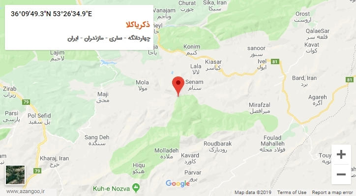 روستای ذکریاکلا بر روی نقشه
