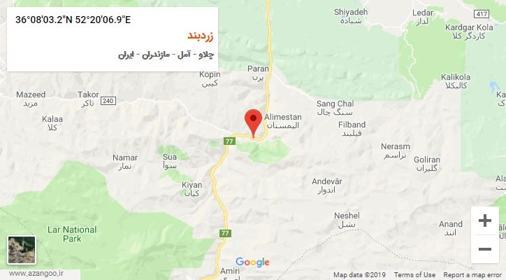 روستای زردبند بر روی نقشه