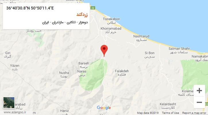 روستای زردکند بر روی نقشه