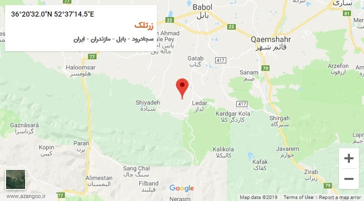 روستای زرتلک بر روی نقشه