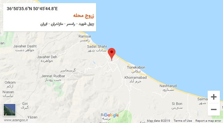 روستای زروج محله بر روی نقشه