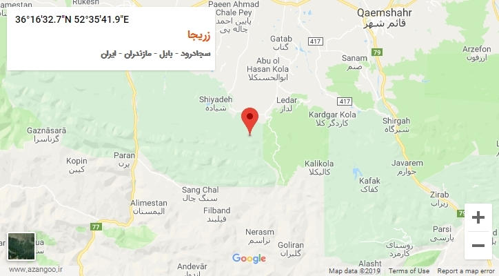 روستای زریجا بر روی نقشه