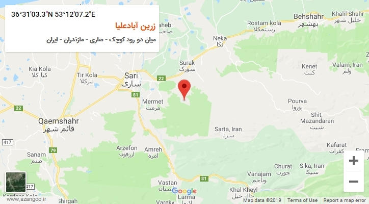 روستای زرین آبادعلیا بر روی نقشه