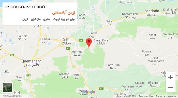 روستای زرین آبادسفلی بر روی نقشه