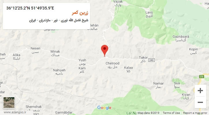 روستای زرین کمر بر روی نقشه