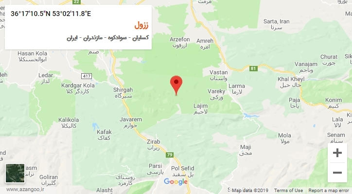 روستای ززول بر روی نقشه