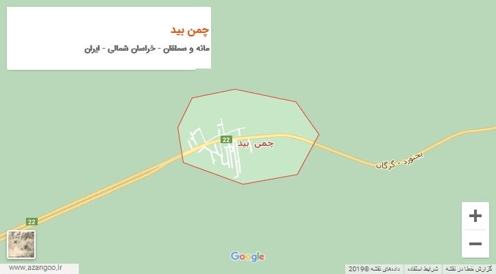 شهر چمن بید بر روی نقشه