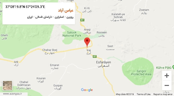 روستای عباس آباد بر روی نقشه