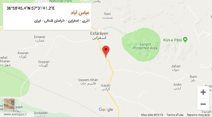 روستای عباس آباد بر روی نقشه