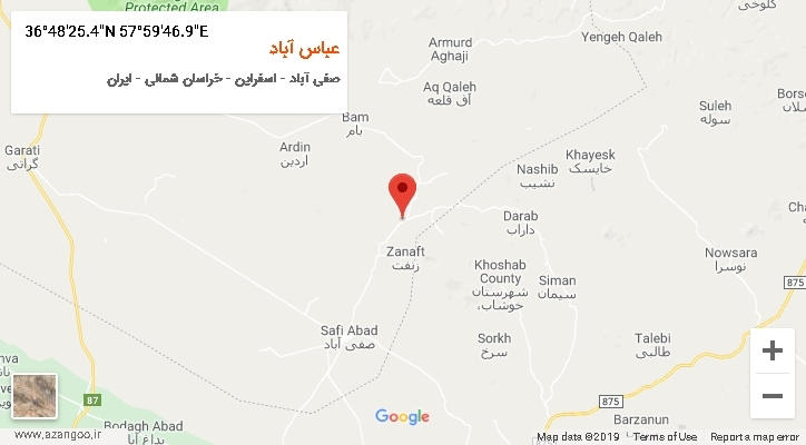 روستای عباس آباد بر روی نقشه