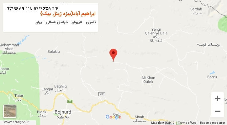 روستای ابراهیم آباد(بیزه زینل بیک) بر روی نقشه