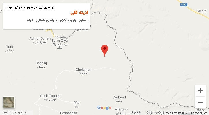 روستای ادینه قلی بر روی نقشه