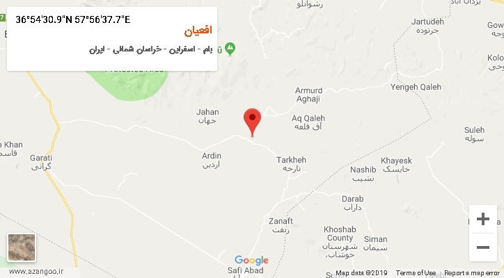 روستای افعیان بر روی نقشه