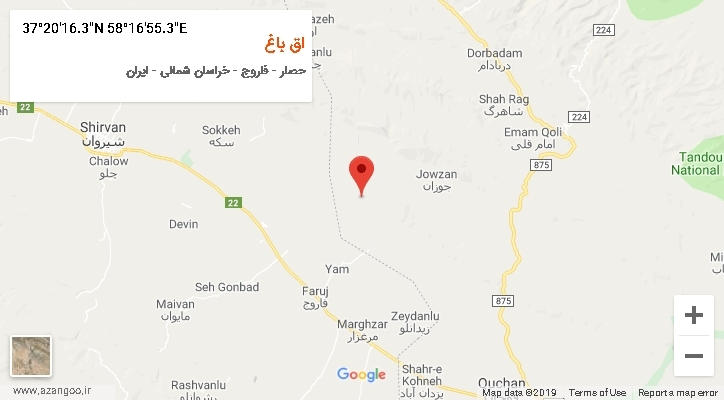 روستای اق باغ بر روی نقشه