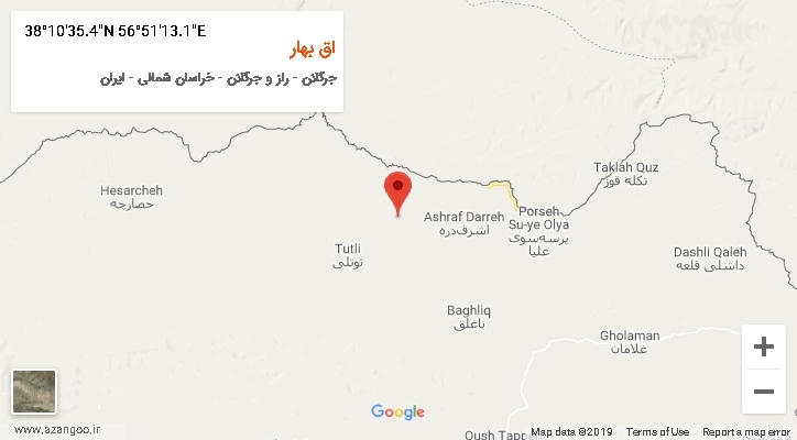 روستای اق بهار بر روی نقشه