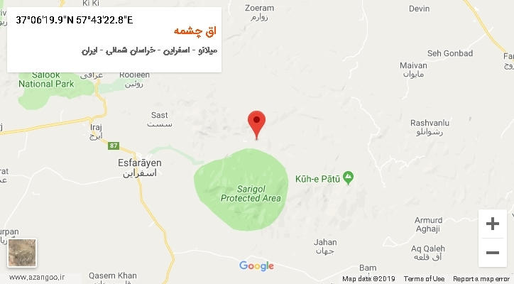 روستای اق چشمه بر روی نقشه