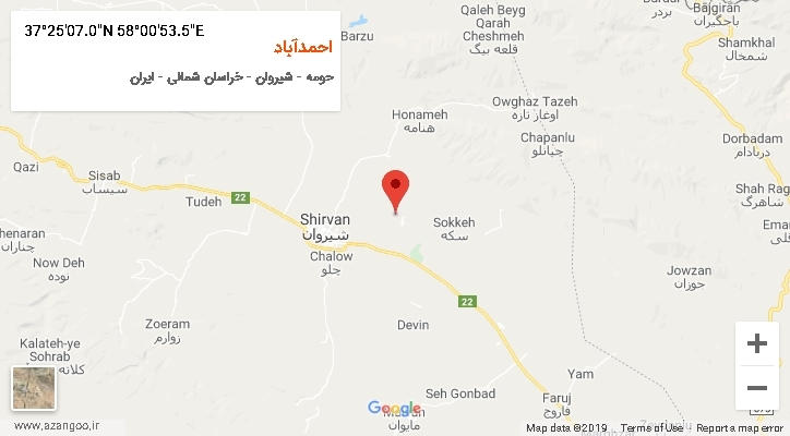 روستای احمدآباد بر روی نقشه