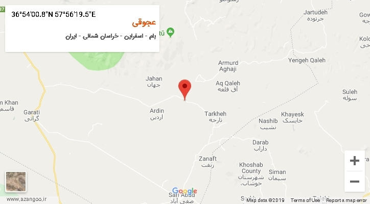 روستای عجوقی بر روی نقشه