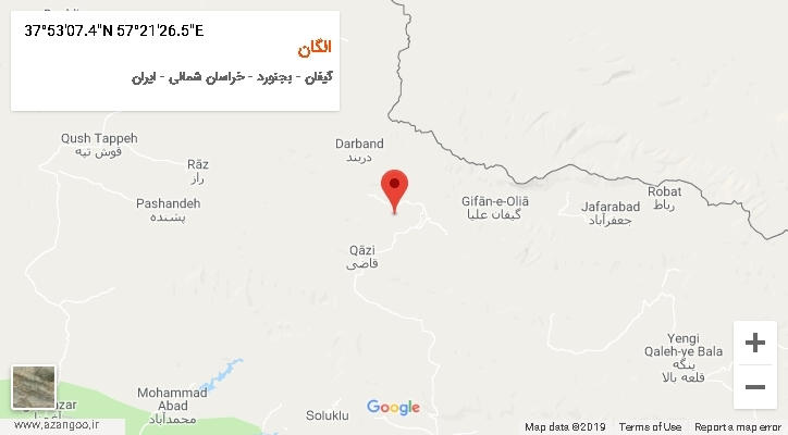 روستای الگان بر روی نقشه