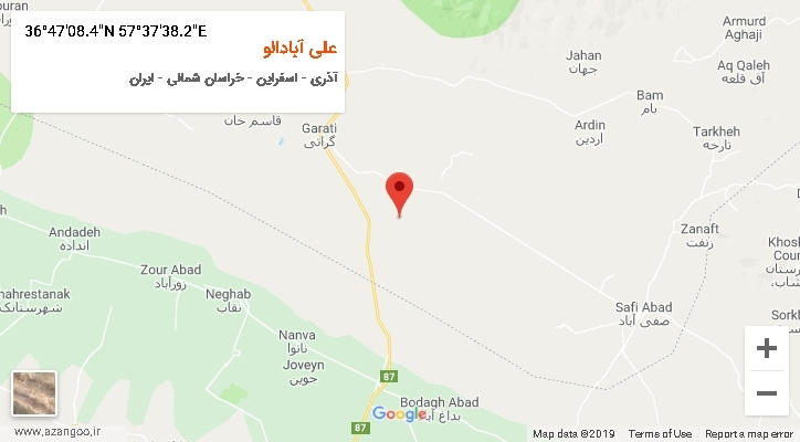 روستای علی آبادالو بر روی نقشه
