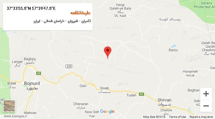 روستای علیخانقلعه بر روی نقشه