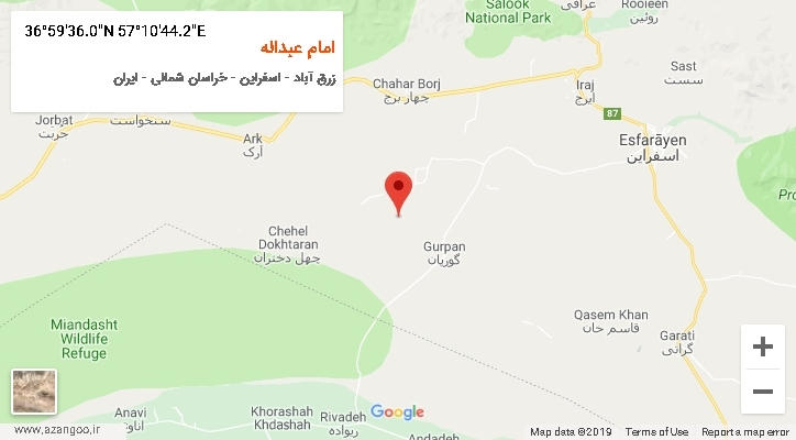 روستای امام عبداله بر روی نقشه