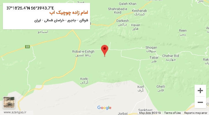 روستای امام زاده چوچیک اب بر روی نقشه