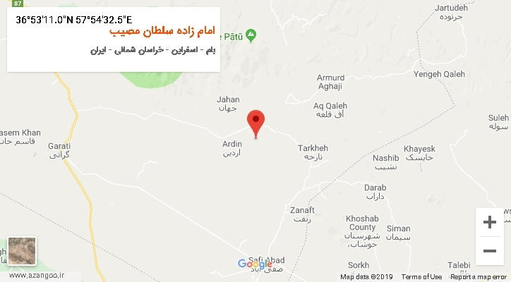 روستای امام زاده سلطان مصیب بر روی نقشه