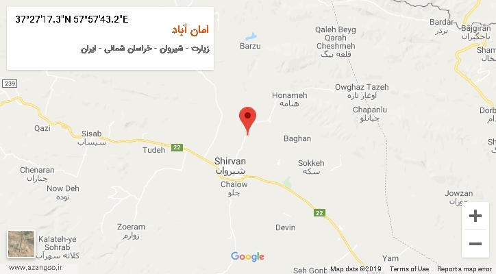 روستای امان آباد بر روی نقشه