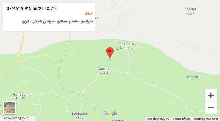 روستای امند بر روی نقشه