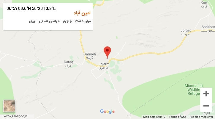 روستای امین آباد بر روی نقشه