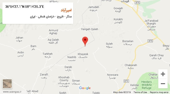 روستای امیرآباد بر روی نقشه