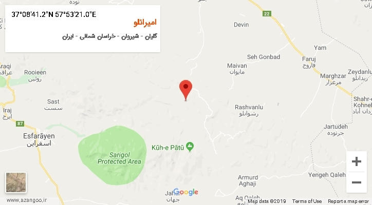 روستای امیرانلو بر روی نقشه