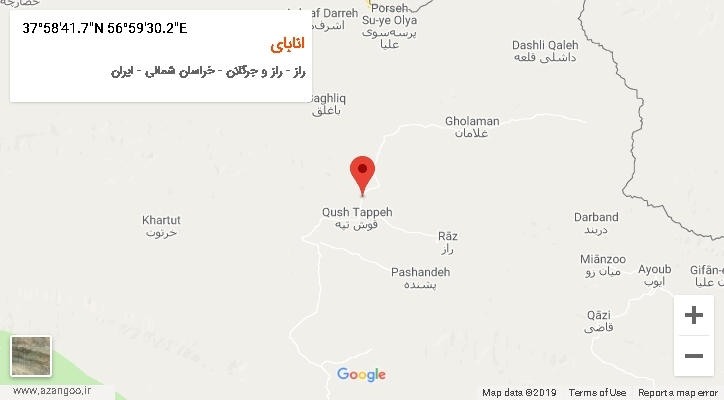 روستای انابای بر روی نقشه