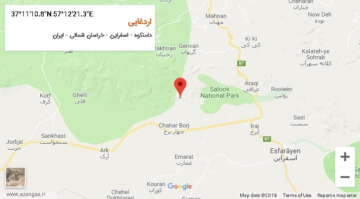 روستای اردغایی بر روی نقشه