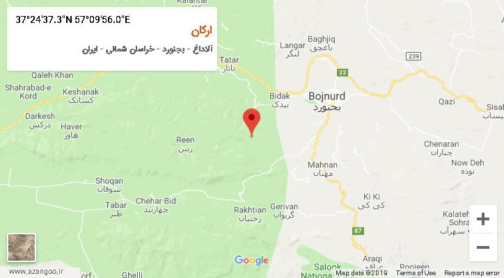 روستای ارکان بر روی نقشه