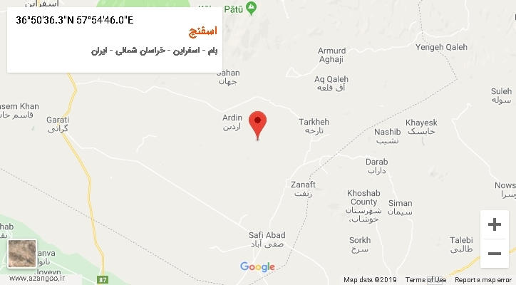 روستای اسفنج بر روی نقشه