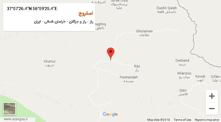 روستای اسفروج بر روی نقشه