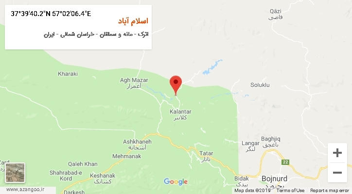 روستای اسلام آباد بر روی نقشه