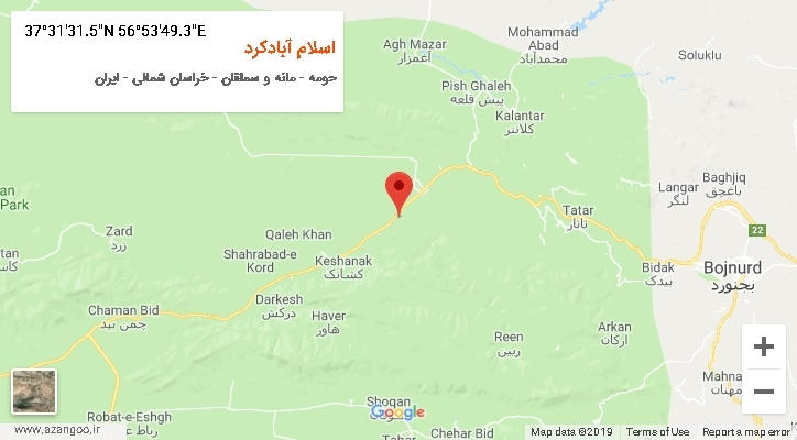 روستای اسلام آبادکرد بر روی نقشه