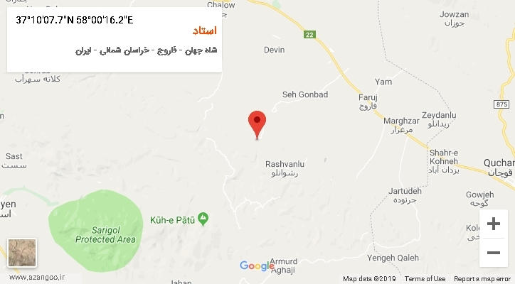 روستای استاد بر روی نقشه